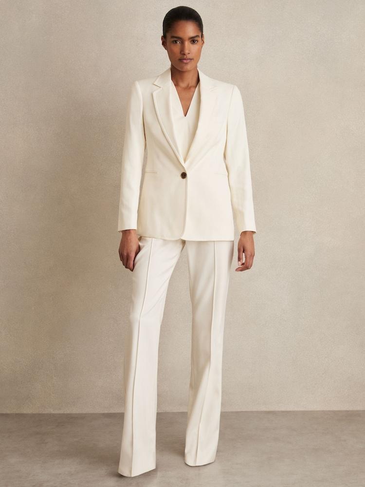 reiss Single-Breasted Suit Jacket in Cream
