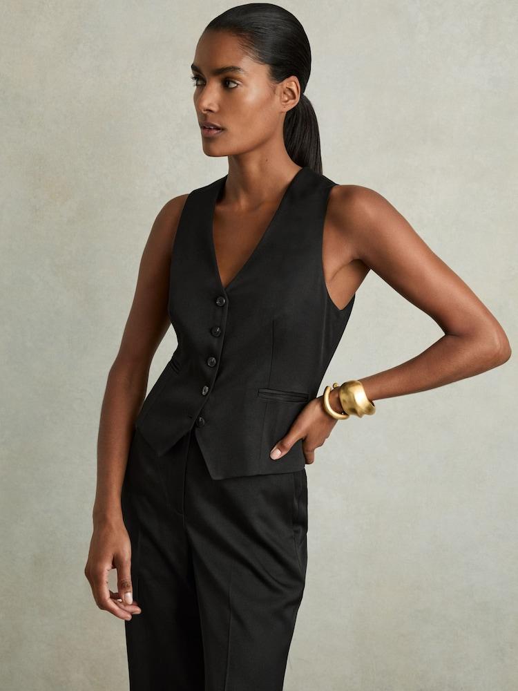 reiss Single-Breasted Tailored Waistcoat in Black