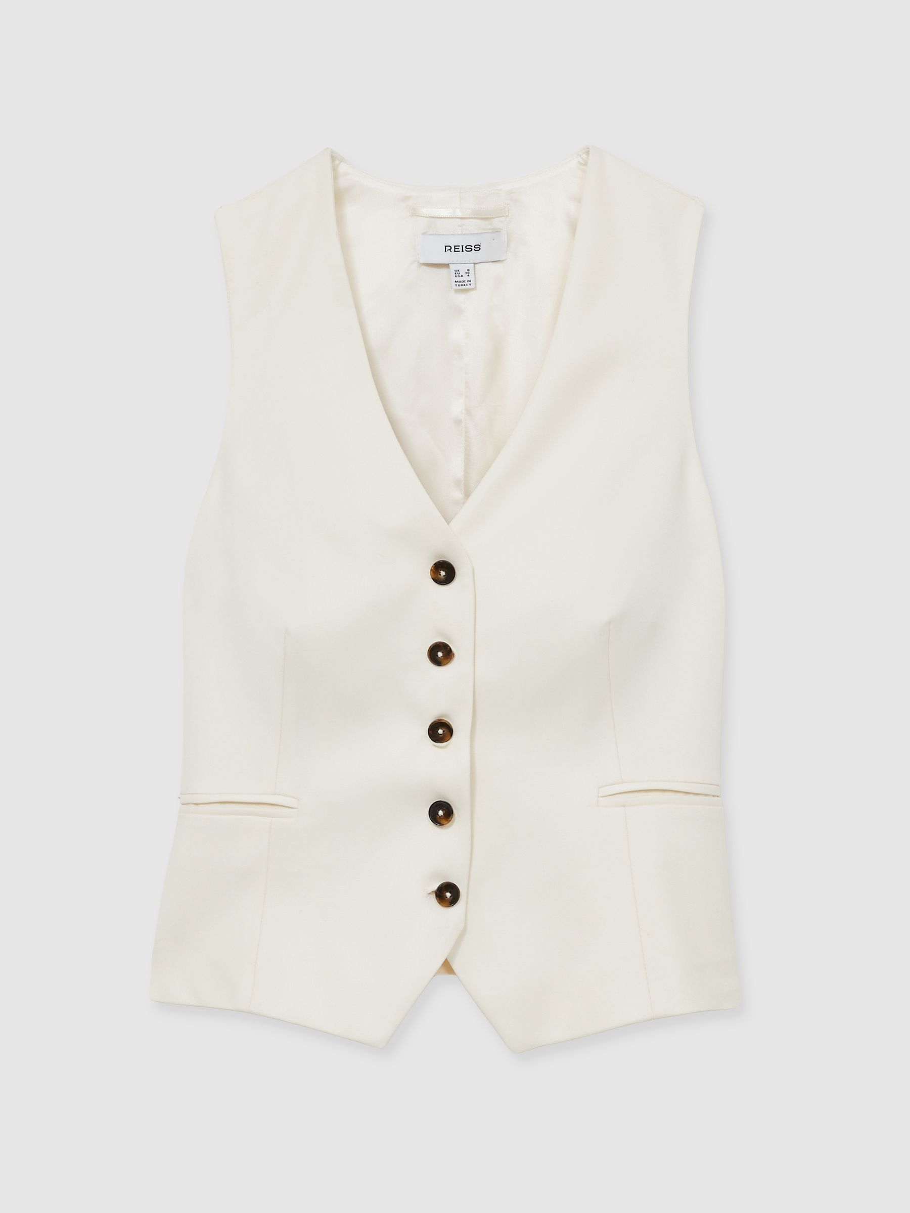 Reiss Single Breasted Tailored Waistcoat In Cream