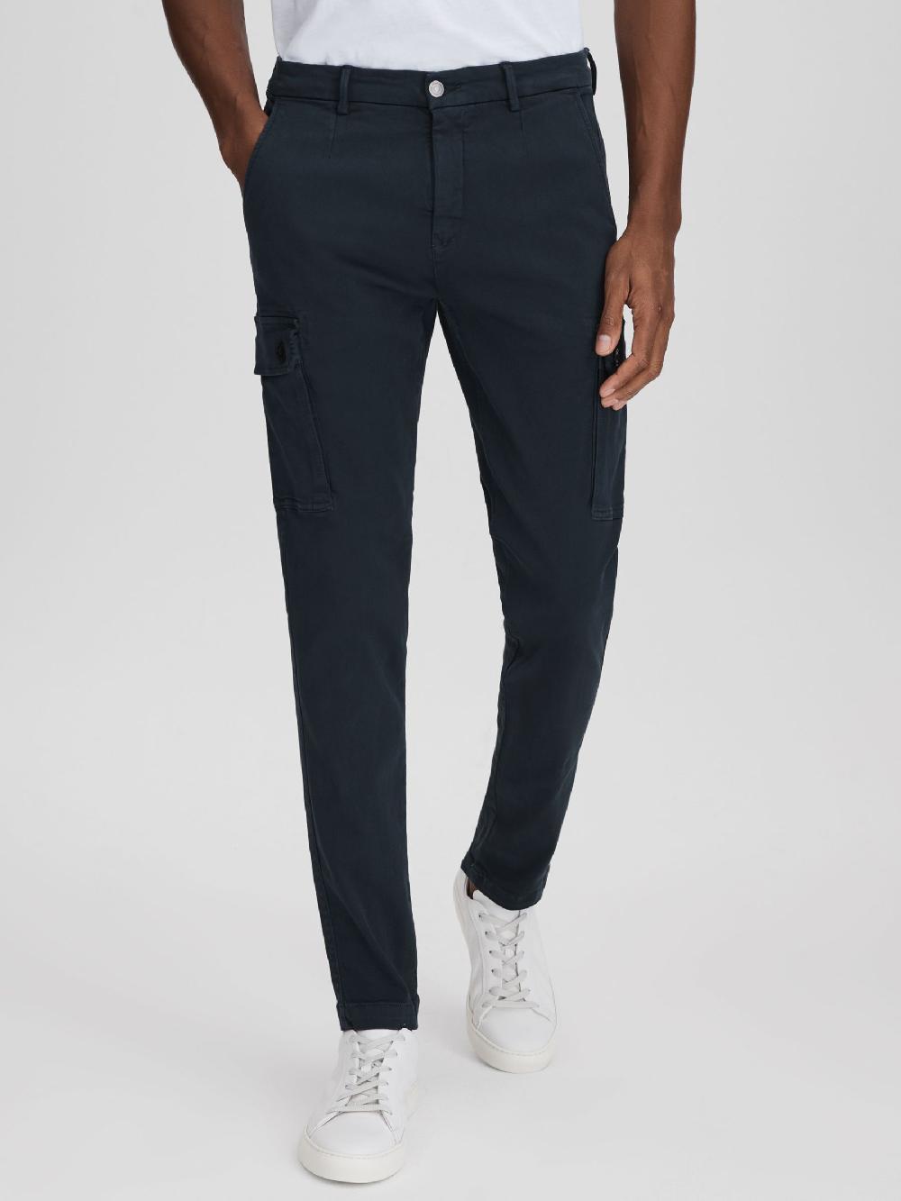 Reiss Slim Fit Cargo Trousers In Blue