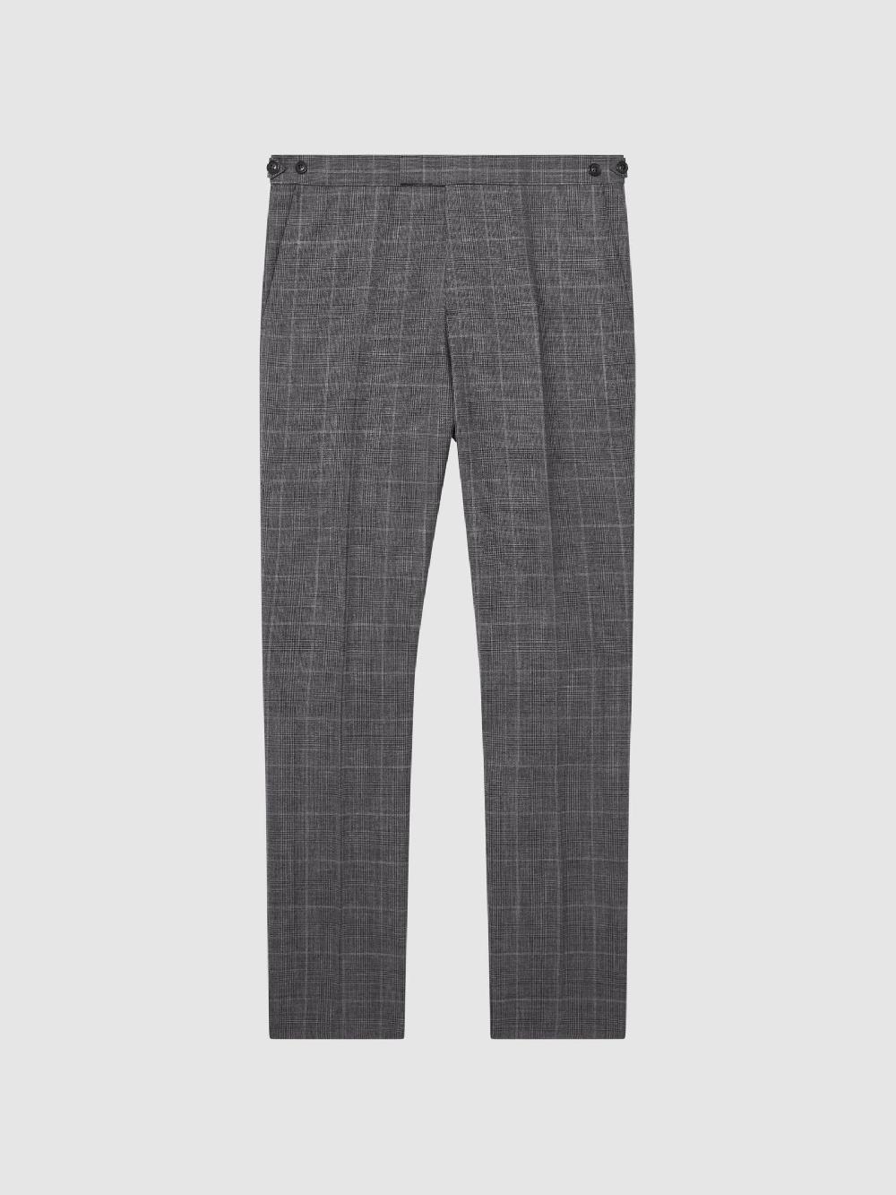 Reiss Slim Fit Checked Trousers In Grey