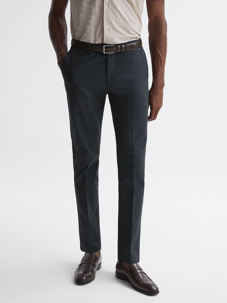 reiss Slim Fit Cotton Blend Chinos in Steel Blue