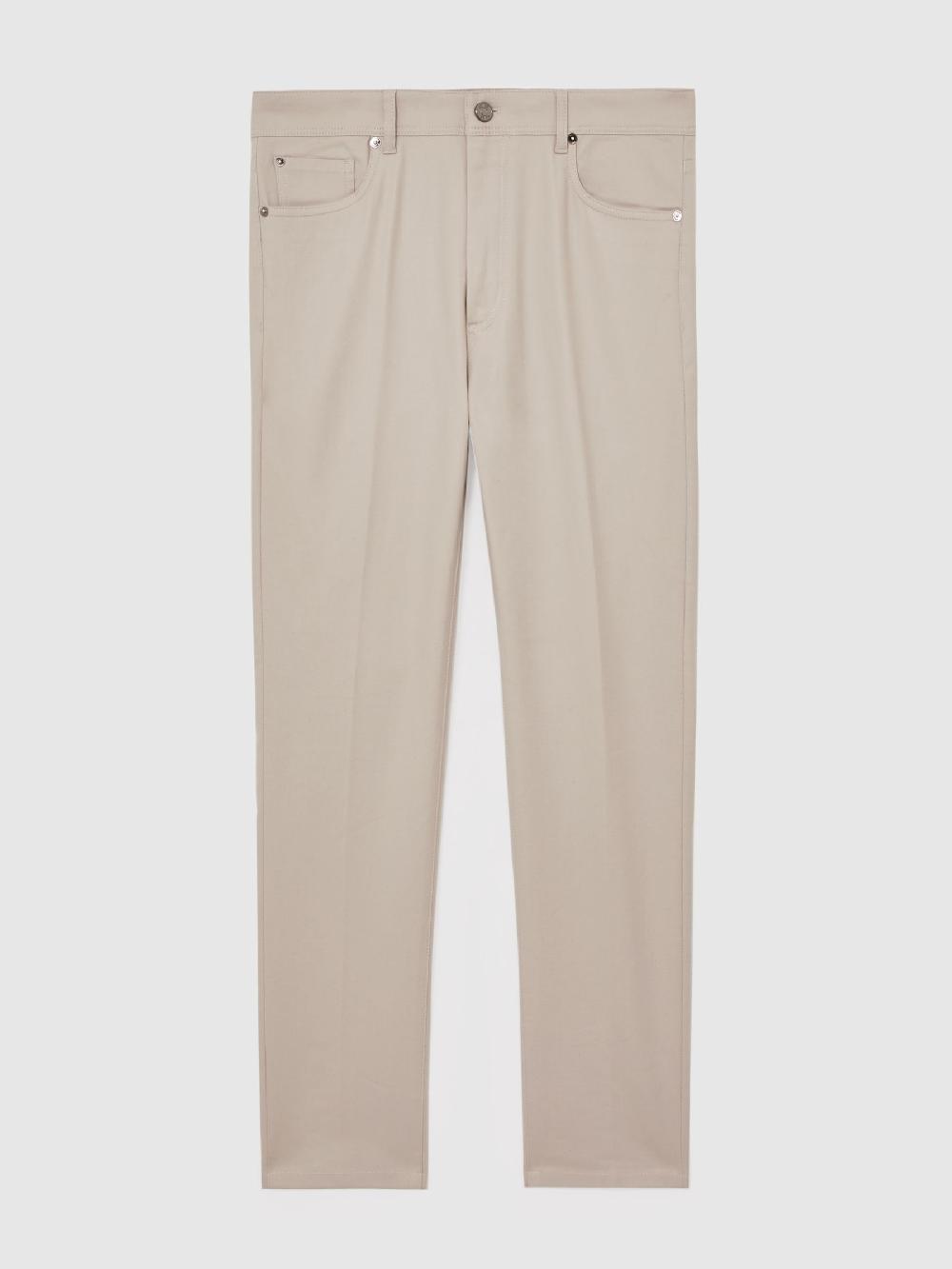 Reiss Slim-Fit Five-Pocket Trousers In Stone