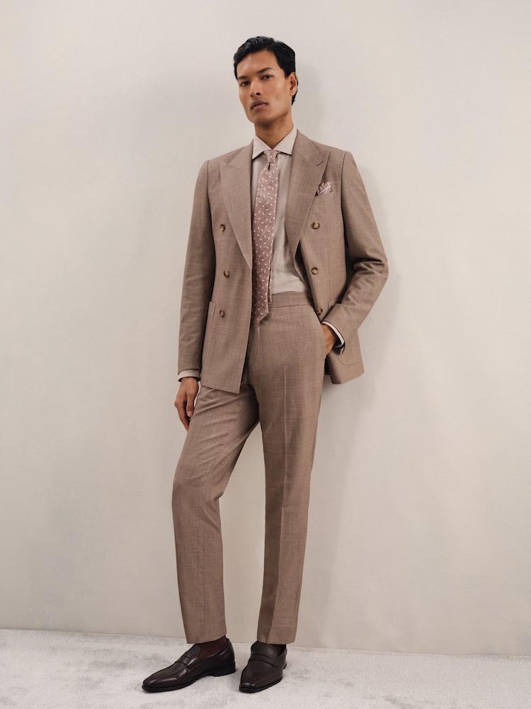 reiss Slim-Fit Suit Trousers With Wool in Brown