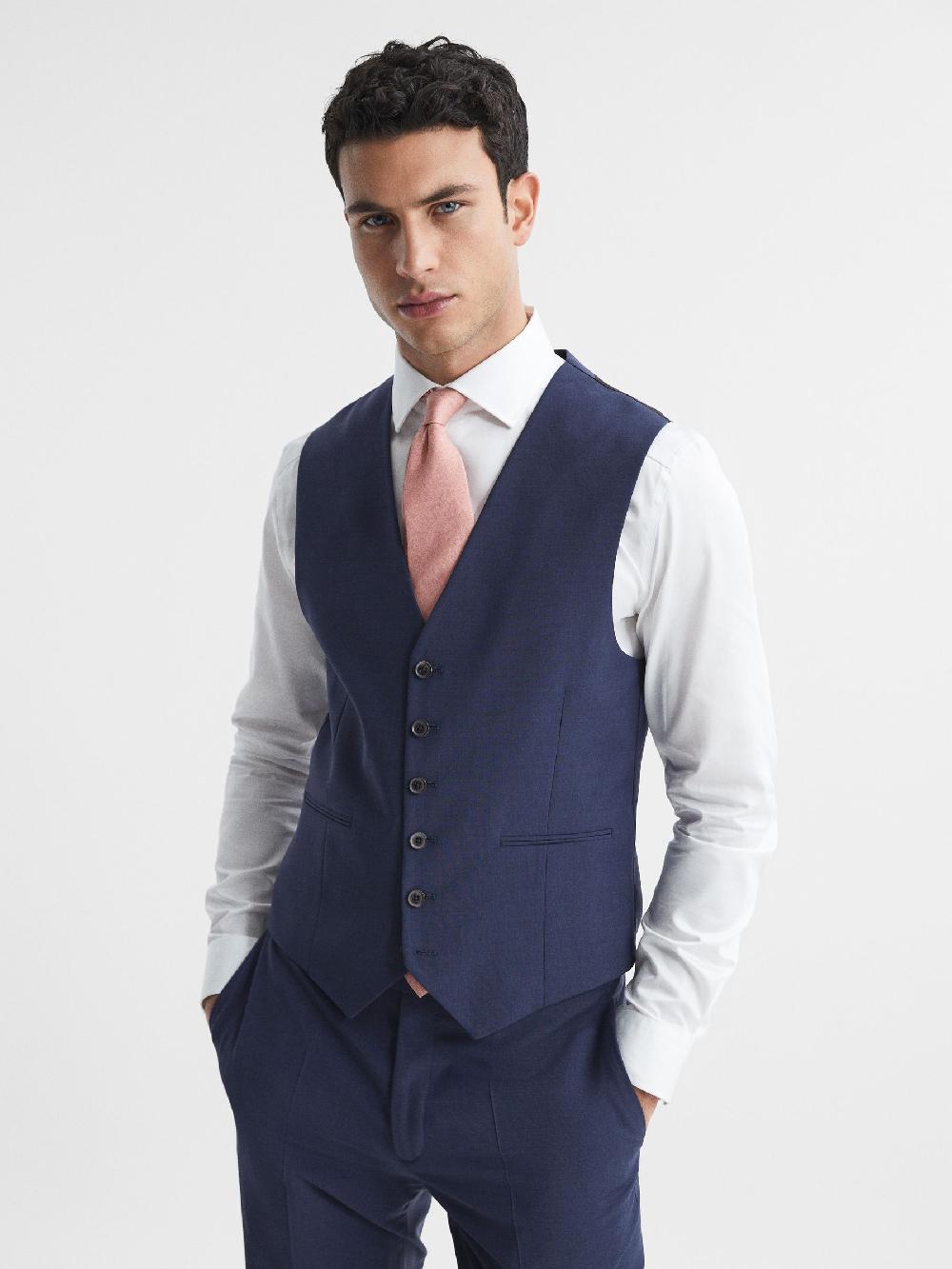 Reiss Slim Fit Waistcoat In Bright Blue