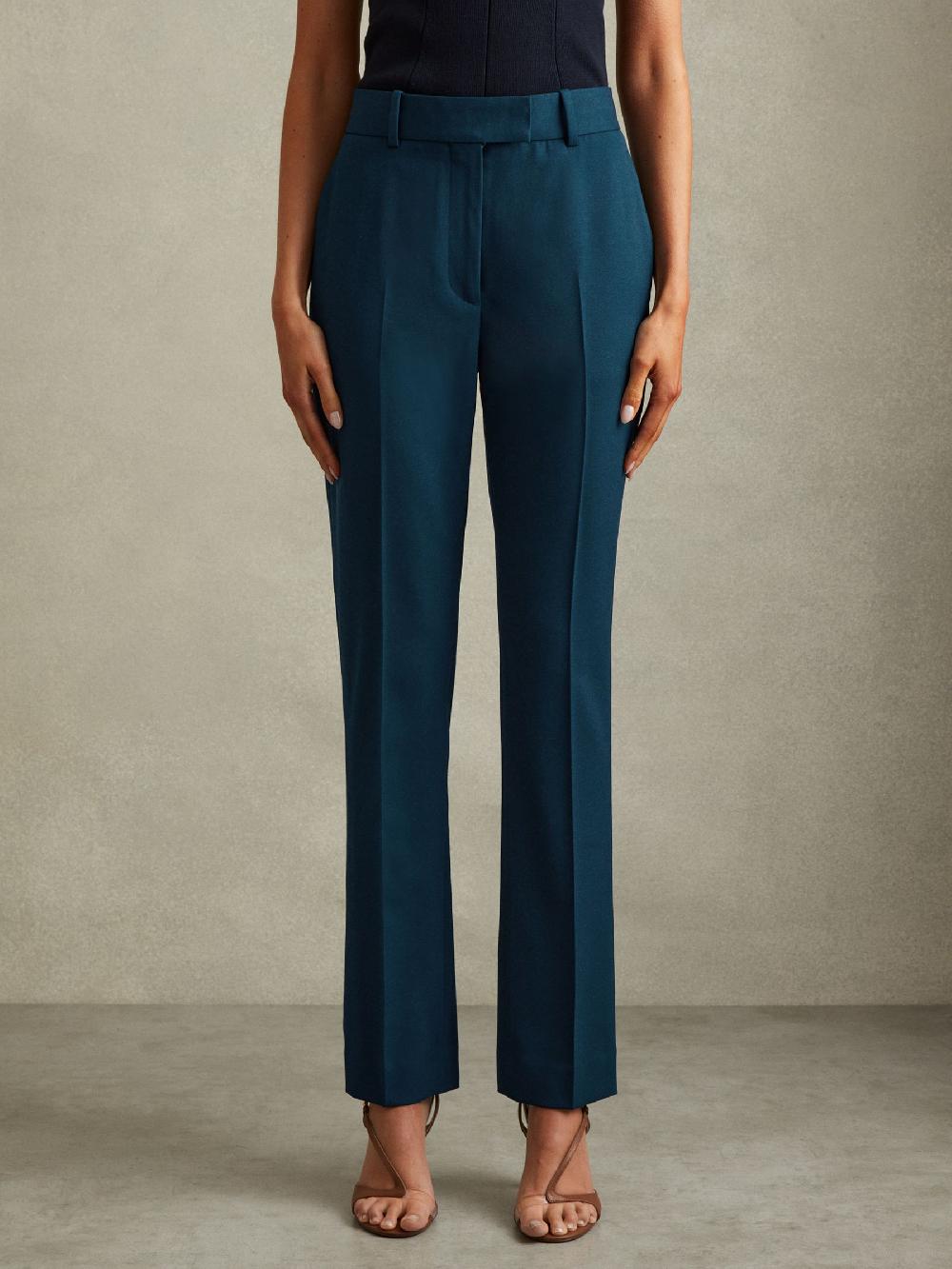 Reiss Slim Fit Wool Blend Suit Trousers In Teal