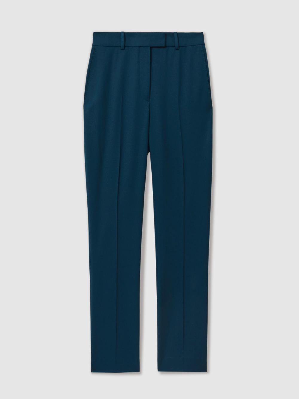 Reiss Slim Fit Wool Blend Suit Trousers In Teal