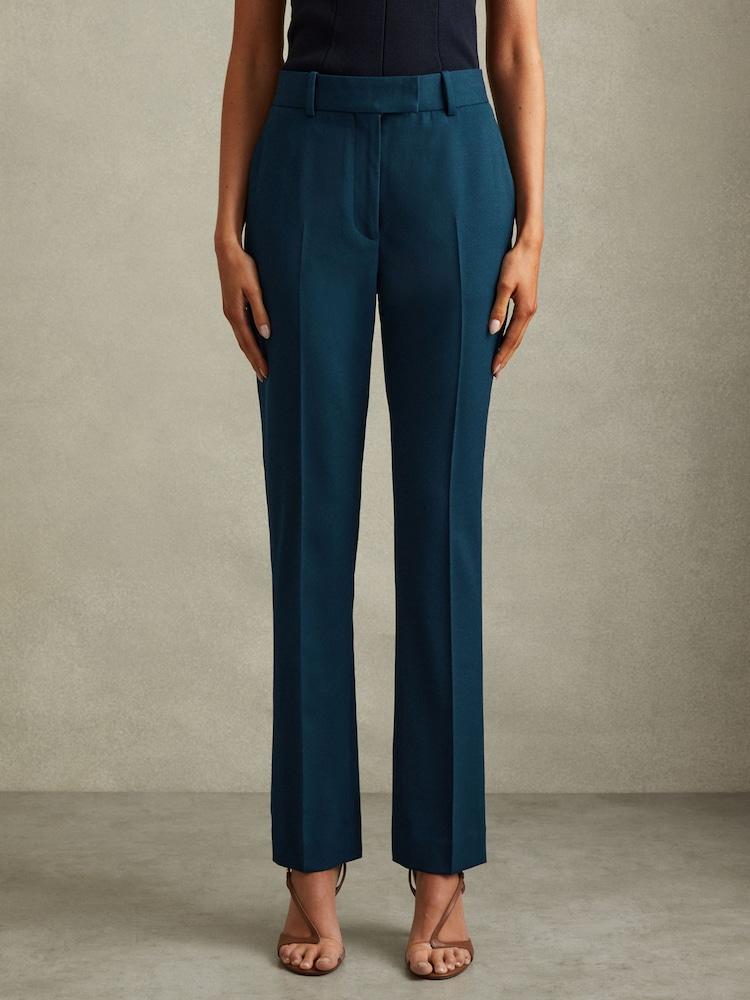 reiss Slim Fit Wool Blend Suit Trousers in Teal
