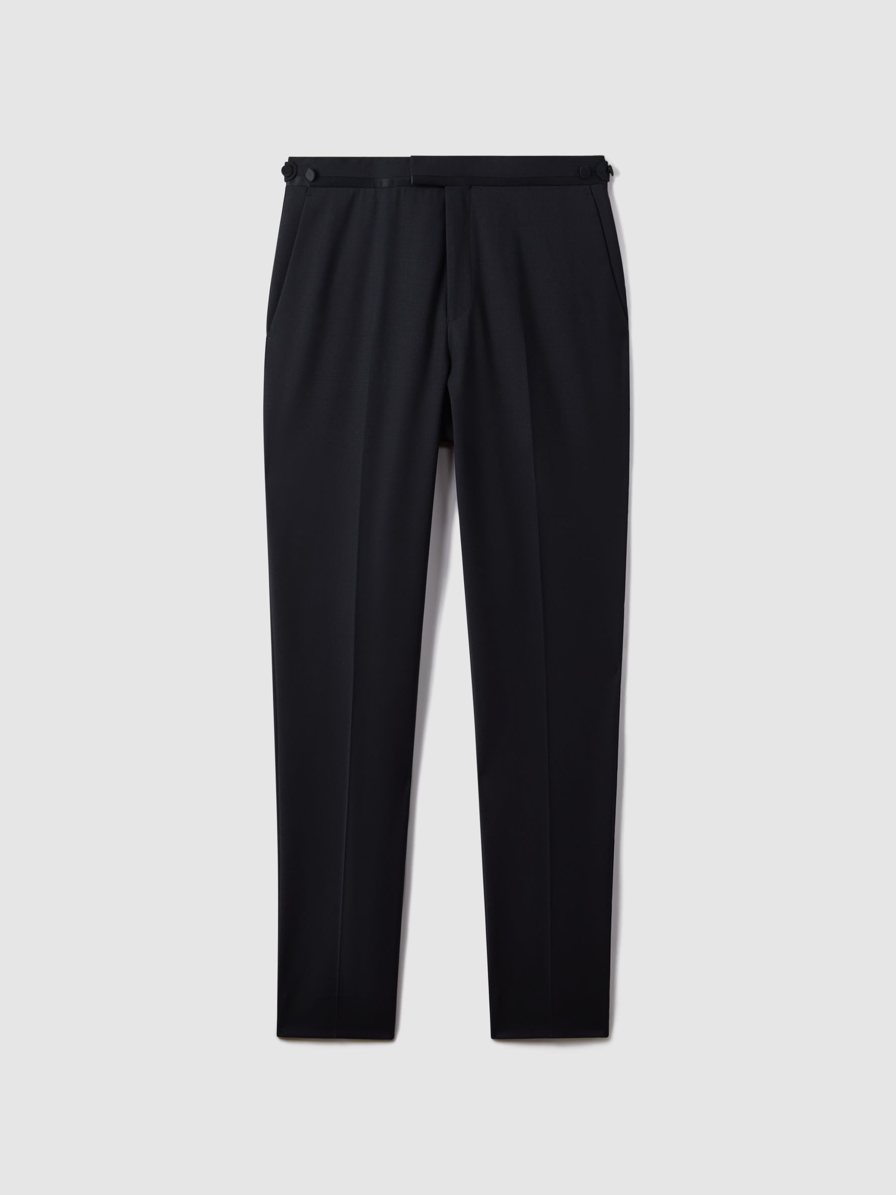 Reiss Slim-Fit Wool-Blend Tuxedo Trousers In Navy