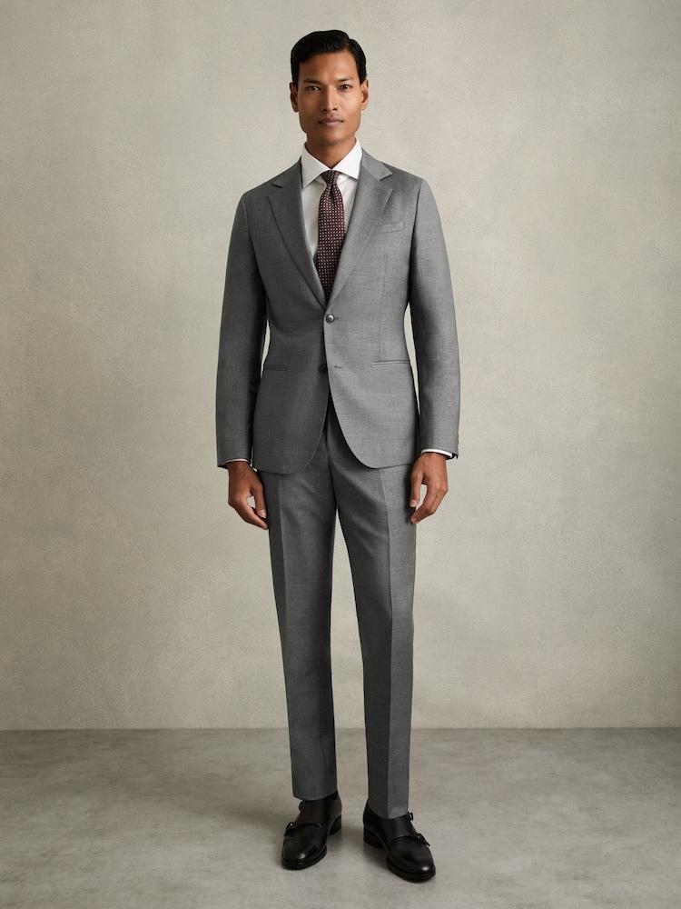 reiss Slim-Fit Wool Suit Trousers in Grey