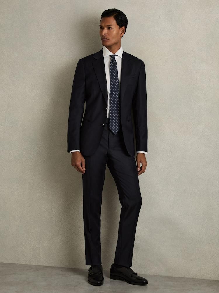reiss Slim-Fit Wool Suit Trousers in Navy