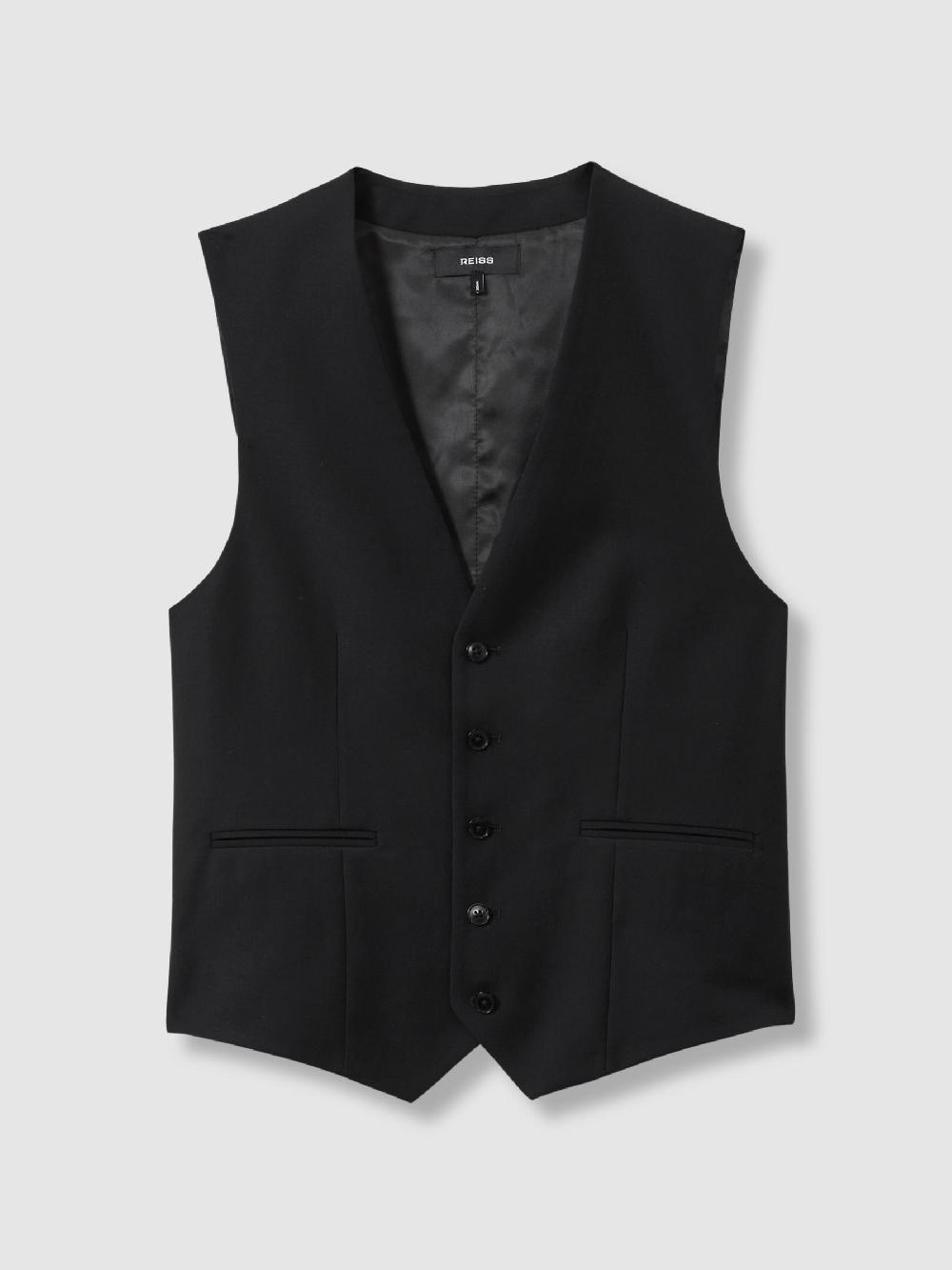 Reiss Slim-Fit Wool Suit Waistcoat In Black