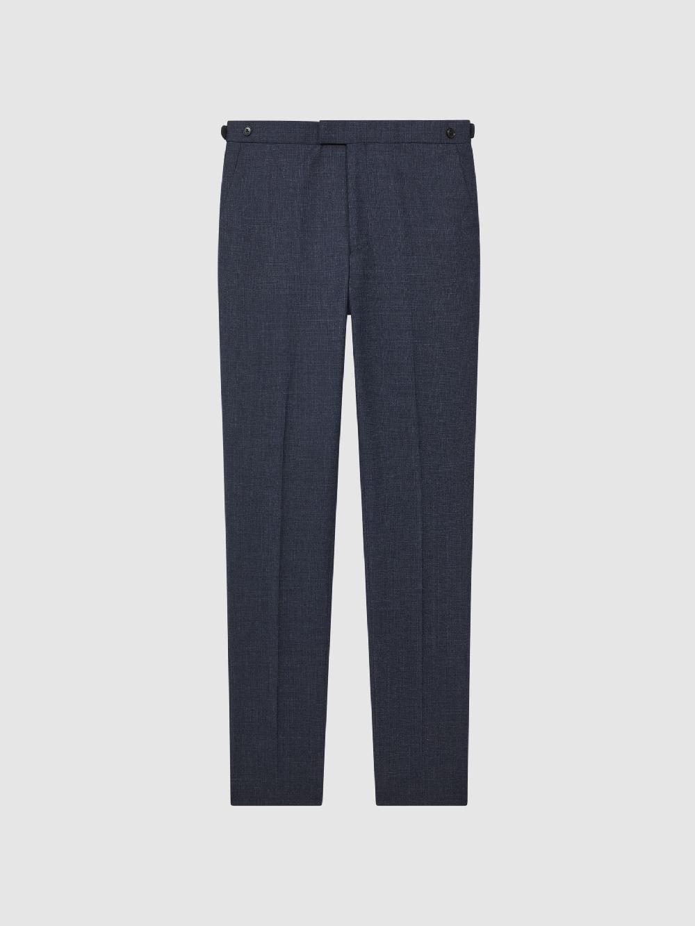 Reiss Slim Fit Wool Textured Trousers In Navy