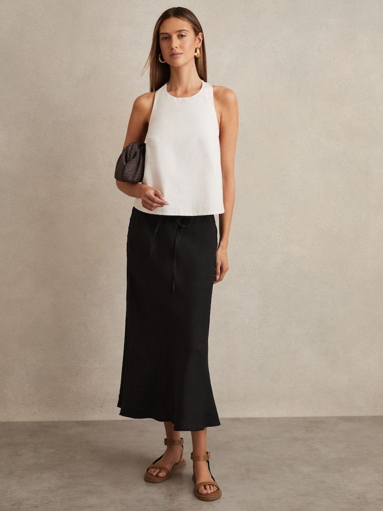 reiss Slip Midi Skirt in Black