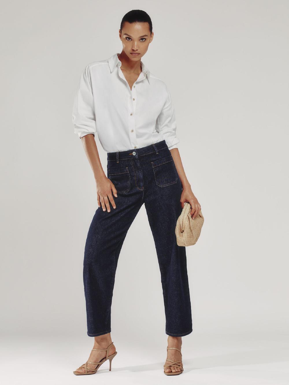 Reiss Straight-Leg Patch-Pocket Jeans In Dark Blue