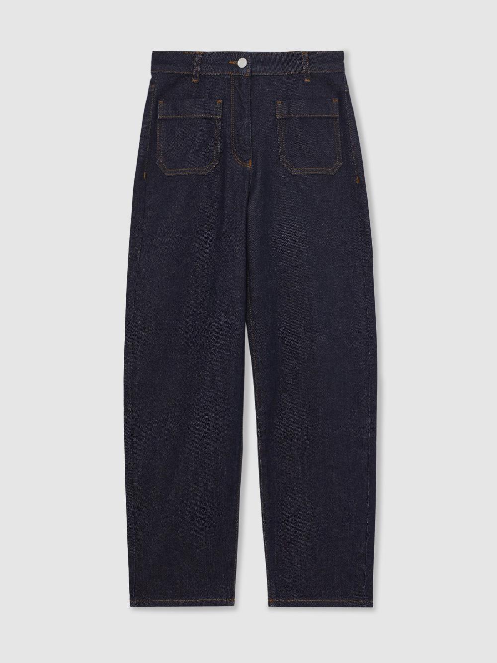 Reiss Straight-Leg Patch-Pocket Jeans In Dark Blue