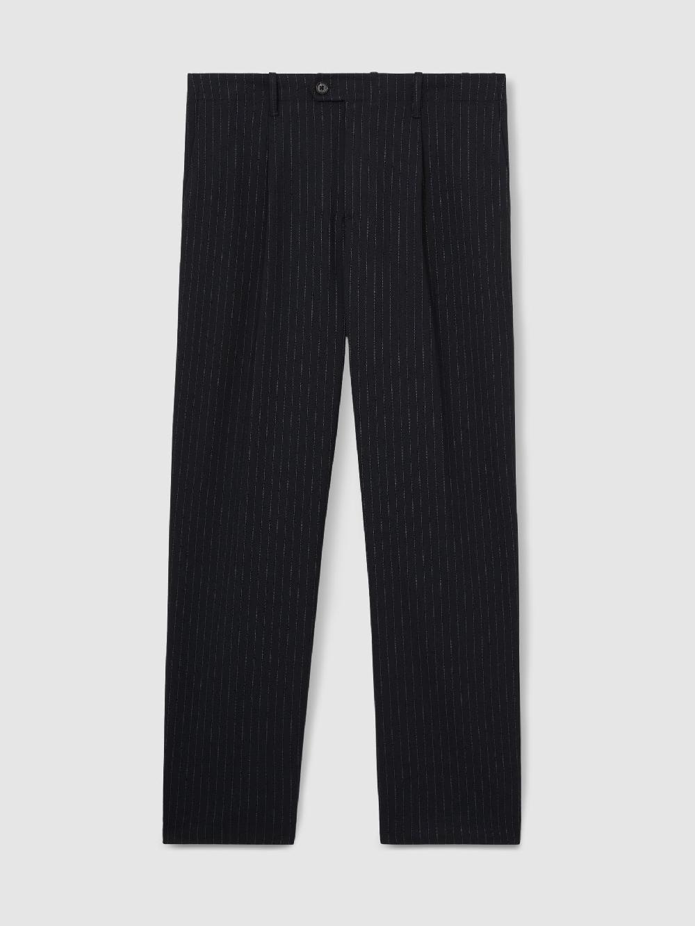Reiss Straight Leg Pinstripe Trousers In Navy
