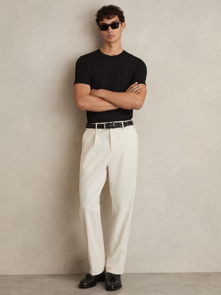 reiss Straight-Leg Trousers in Off White