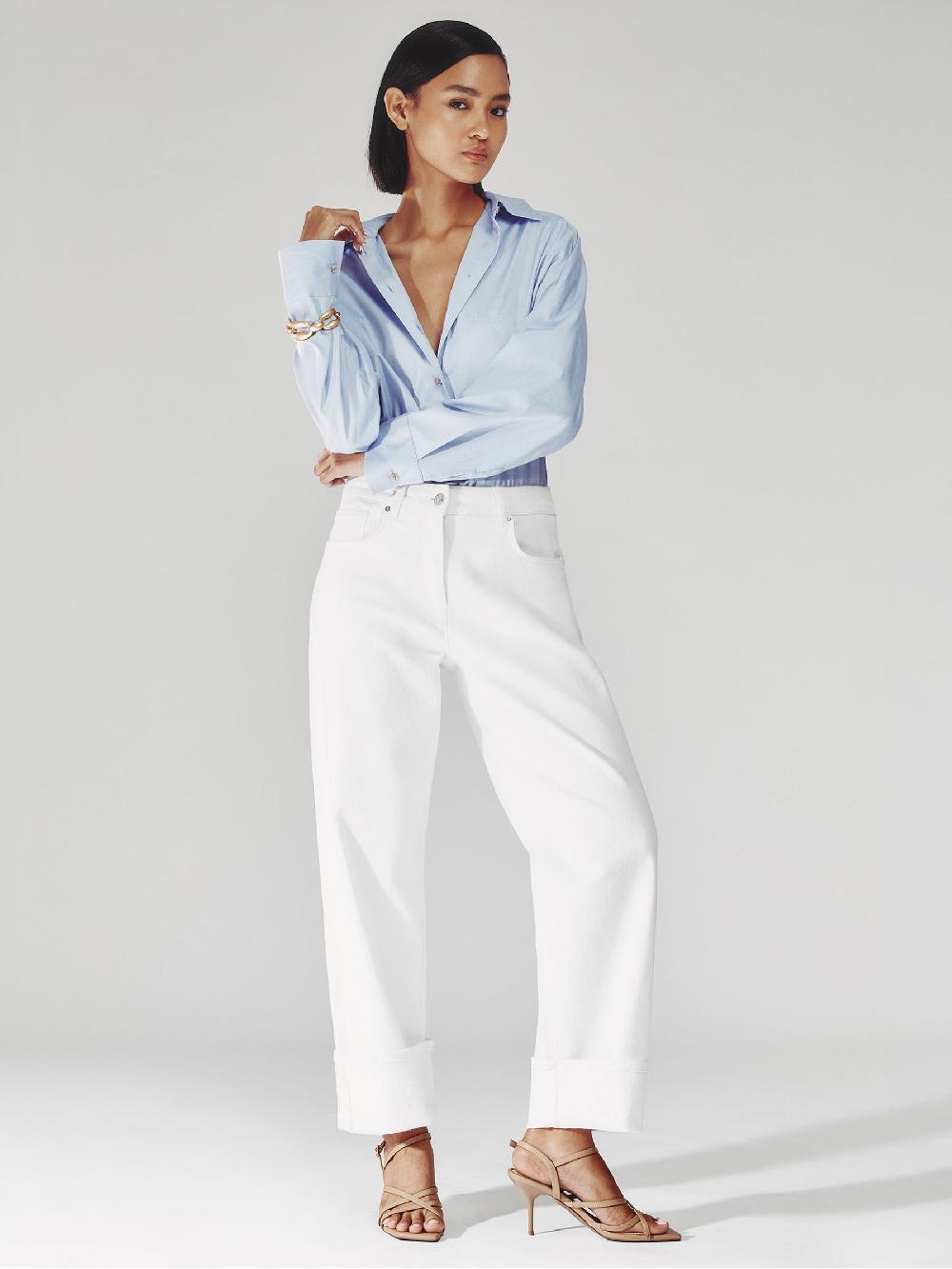 Reiss Straight Leg Turn Up Jeans In White