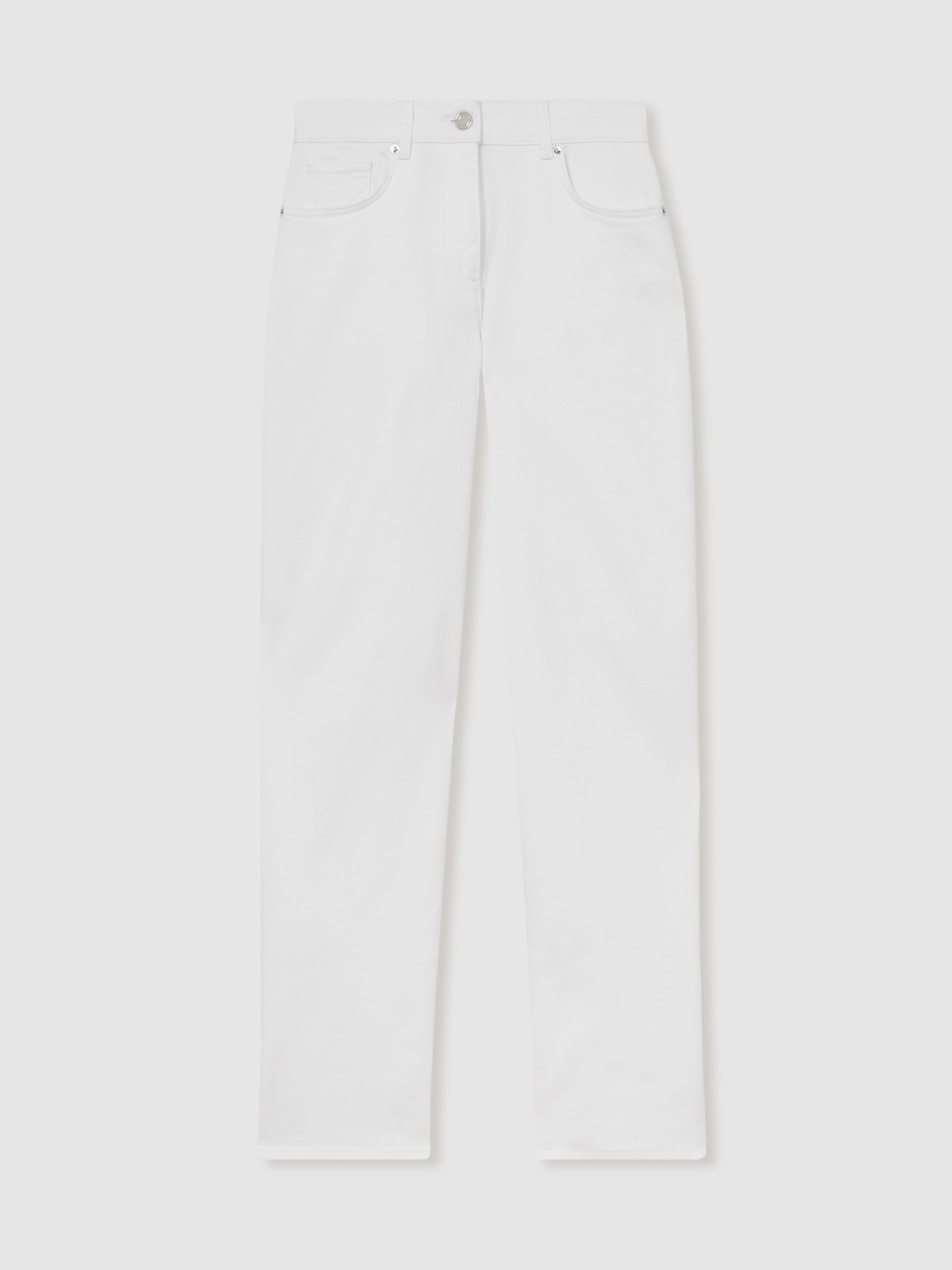Reiss Straight Leg Turn Up Jeans In White
