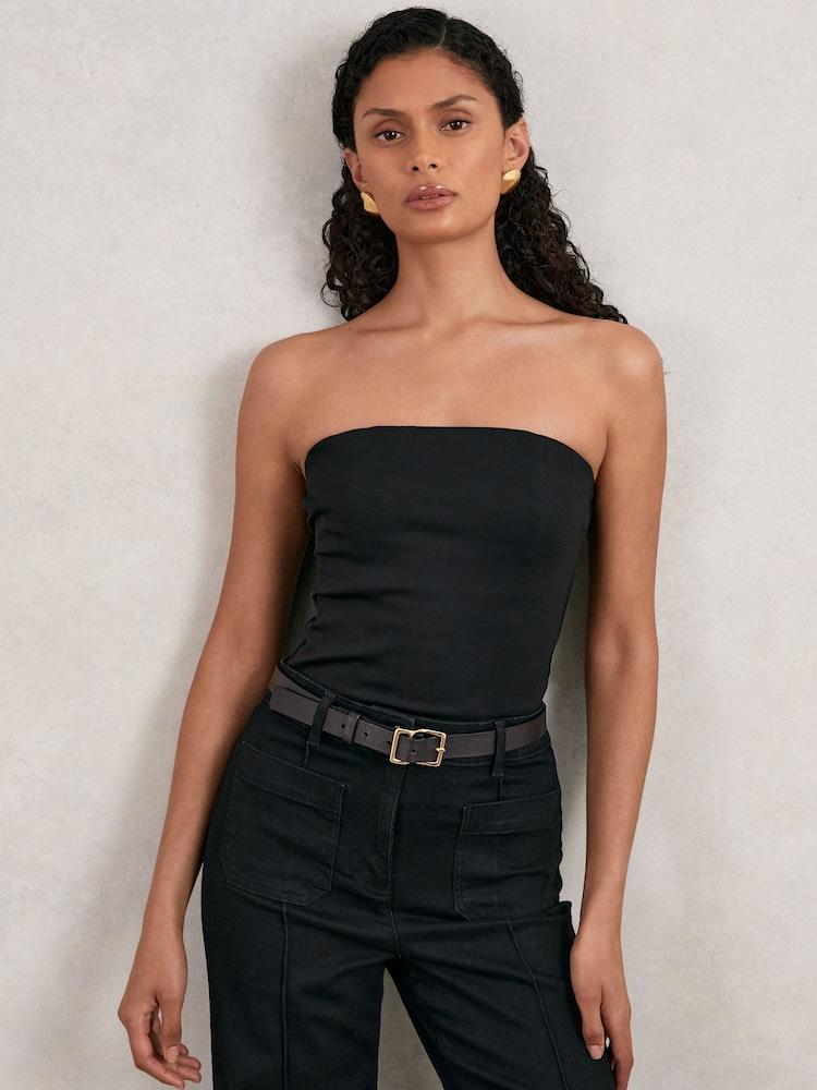 reiss Strapless Corset Bodysuit in Black