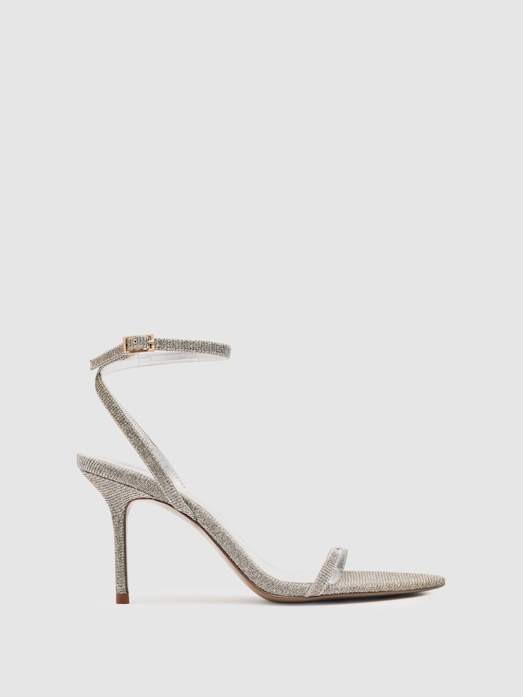 reiss Strappy Stiletto Sandals in Silver