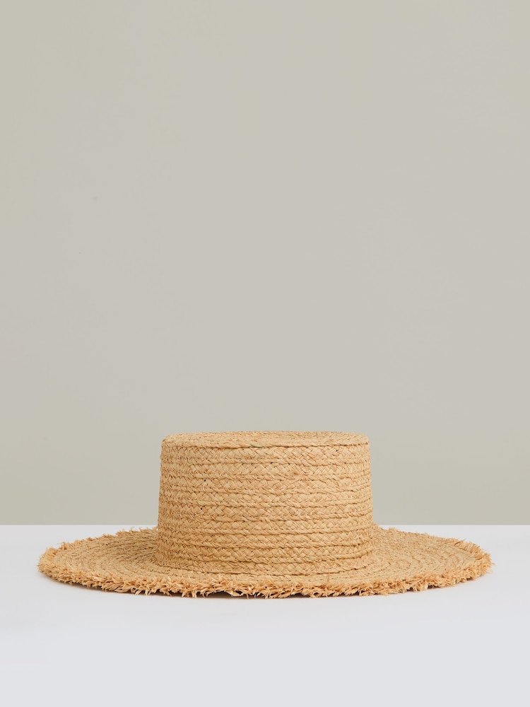 reiss Straw Boater Hat in Natural