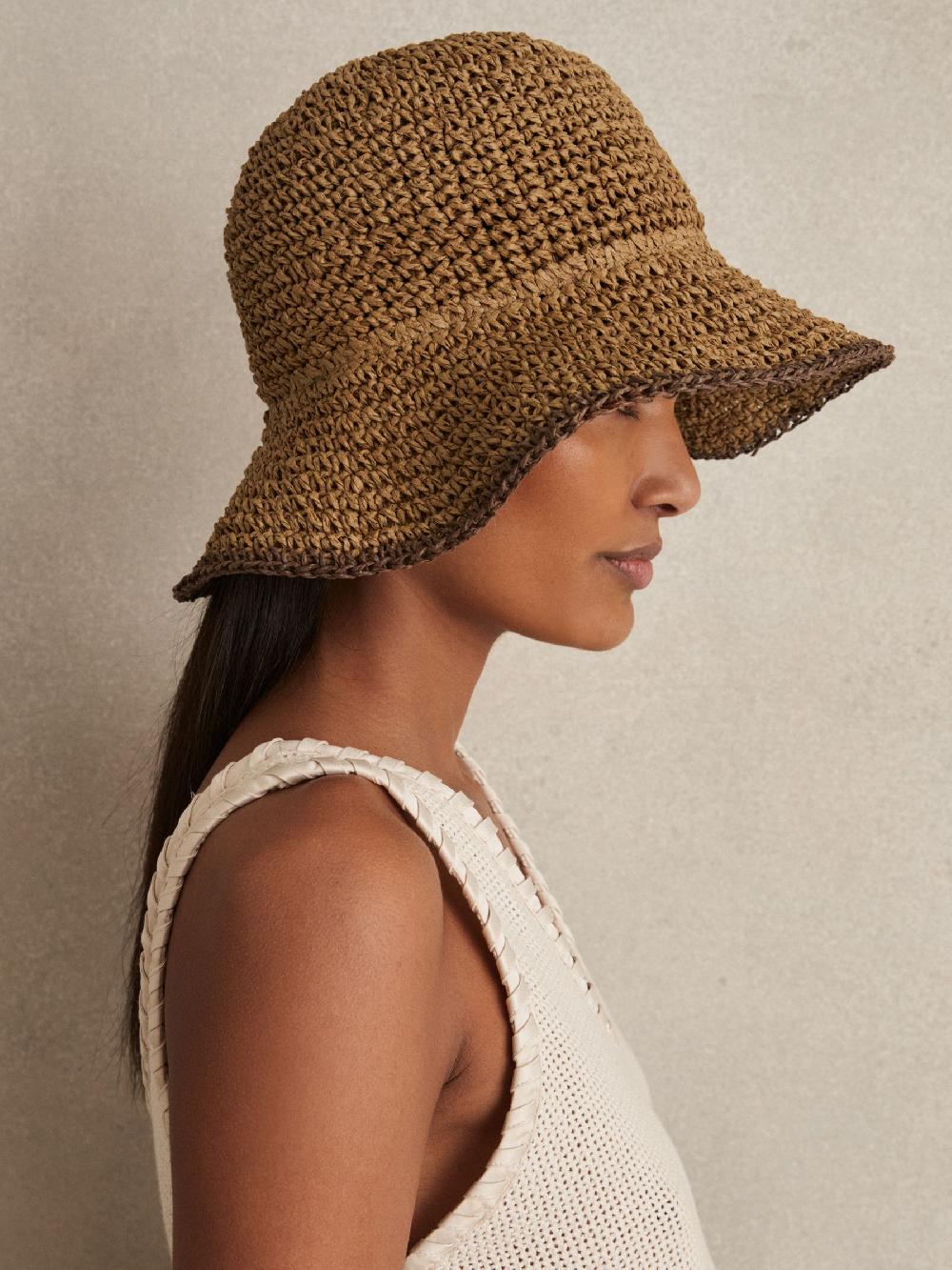 Reiss Straw Sun Hat In Tan
