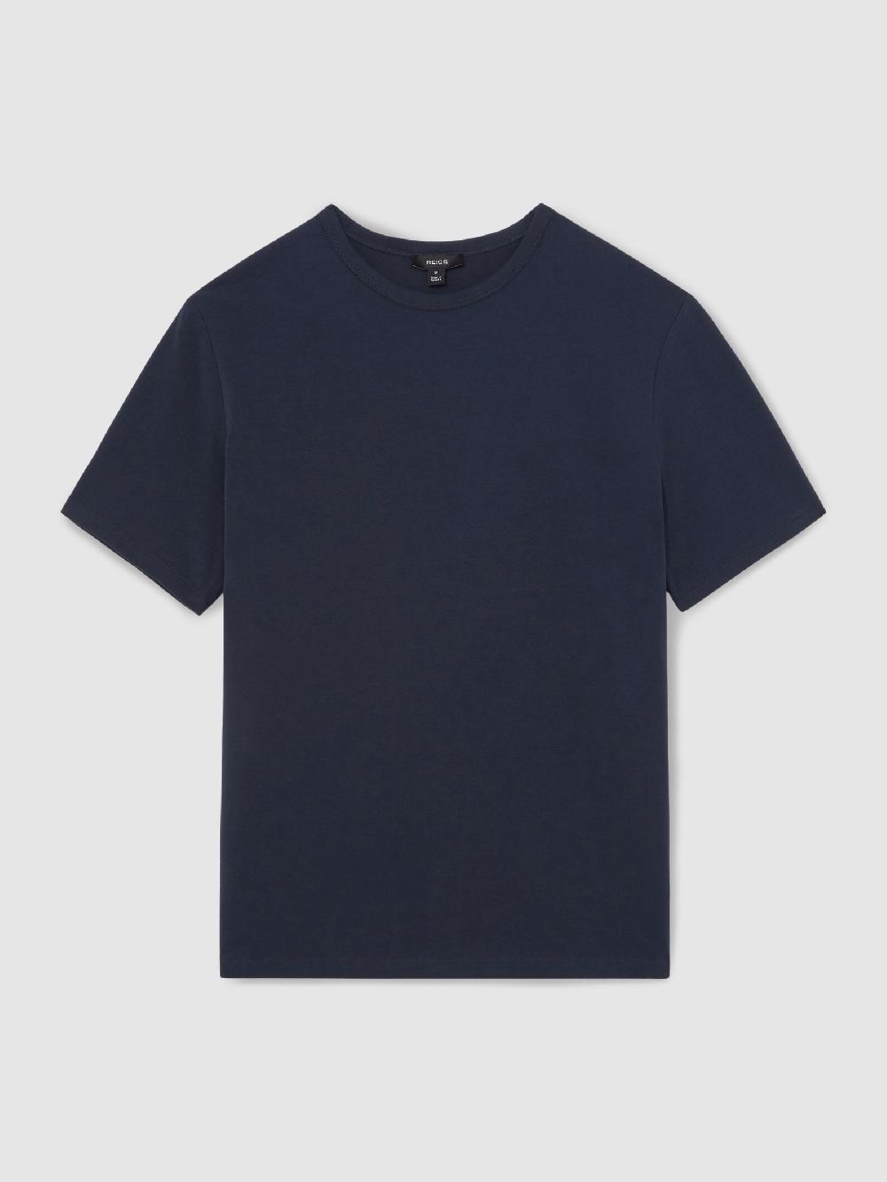 Reiss Stretch-Cotton Crew-Neck T-Shirt In Navy