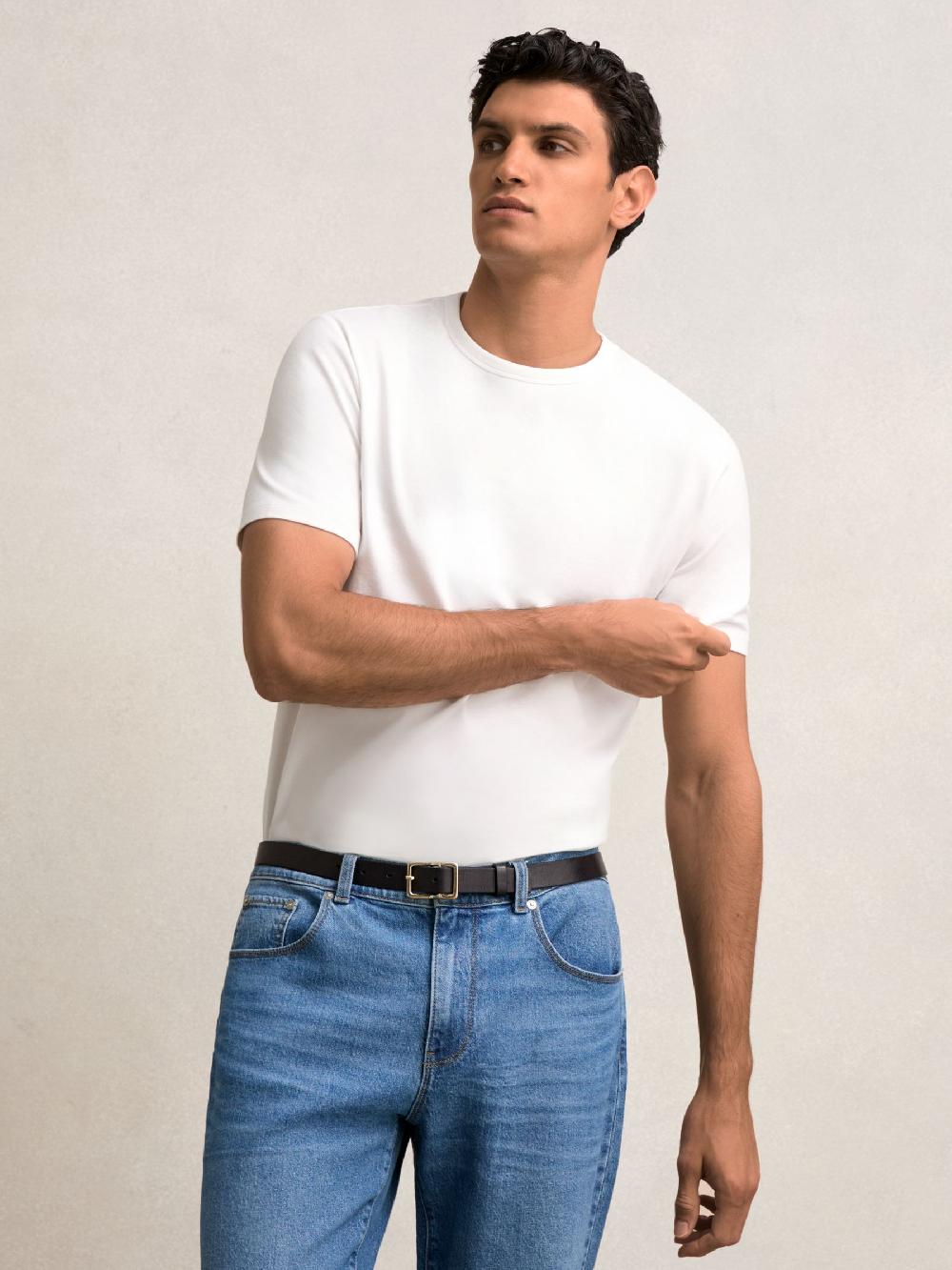 Reiss Stretch-Cotton Crew-Neck T-Shirt In White