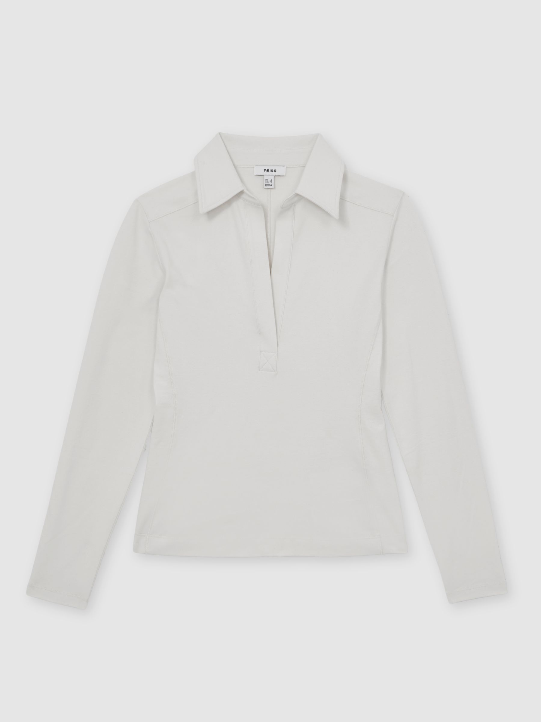 Reiss Stretch-Cotton Open-Collar Shirt In Ivory