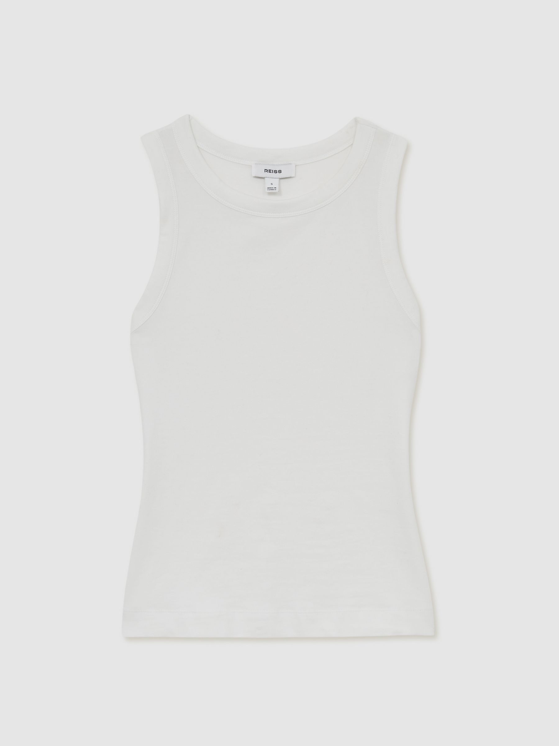 Reiss Stretch-Cotton Racerback Vest In White