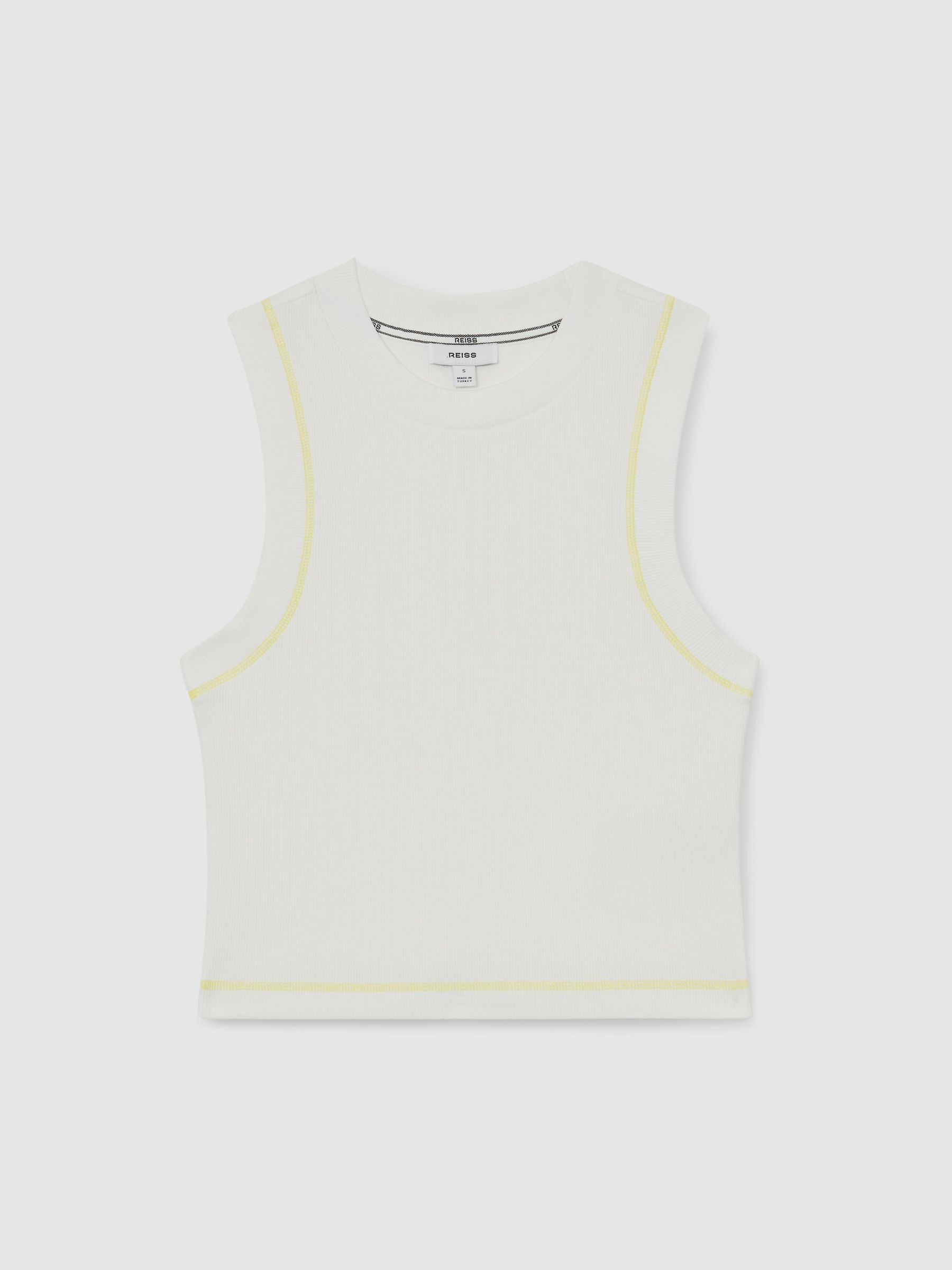Reiss Stretch-Cotton Ribbed Vest In White