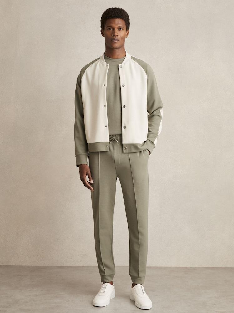reiss Stretch-Jersey Tailored Joggers in Sage