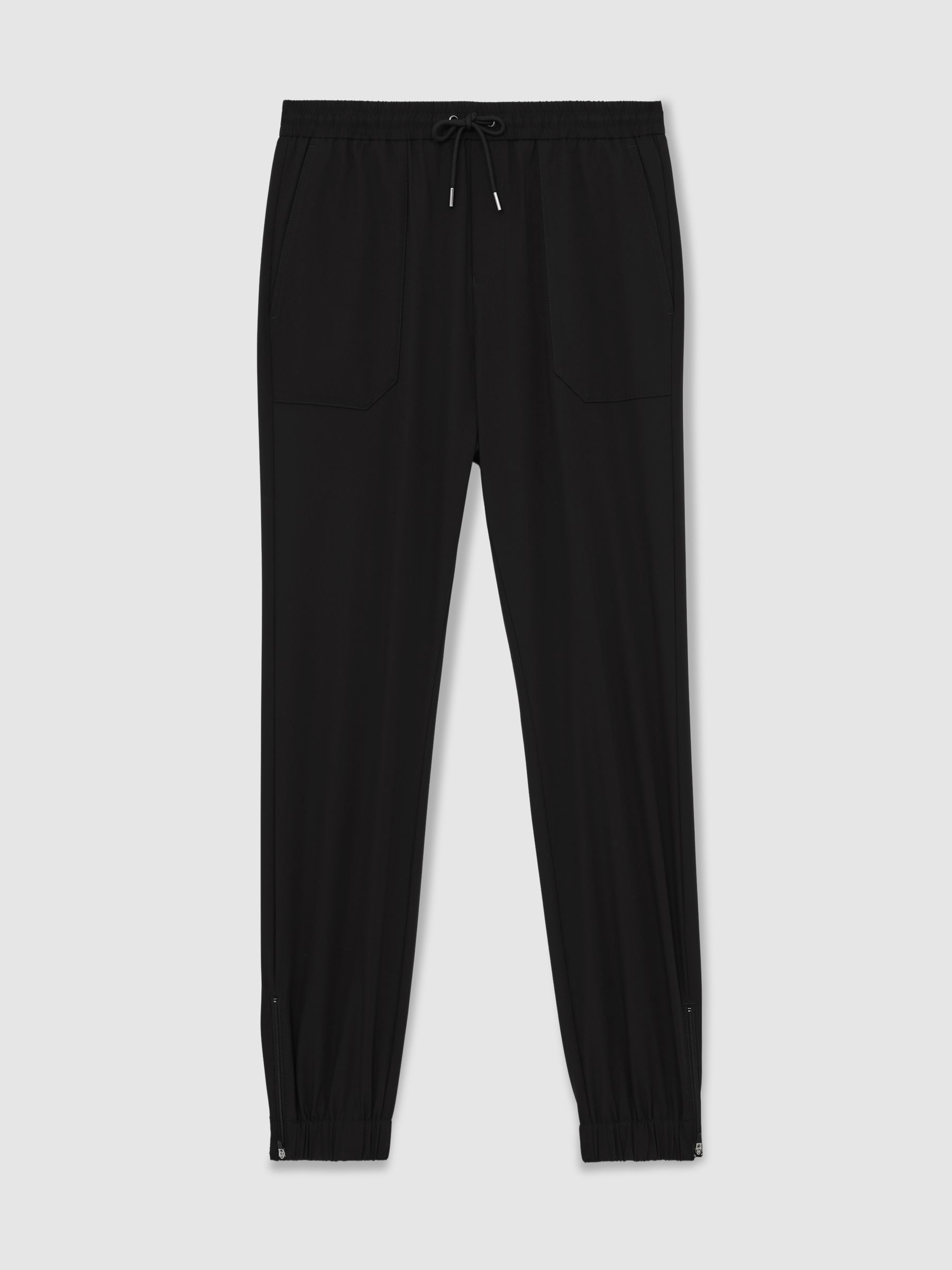 Reiss Stretch-Nylon Cuff Trousers In Black