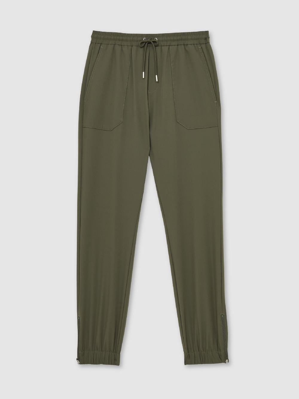 Reiss Stretch-Nylon Cuff Trousers In Green