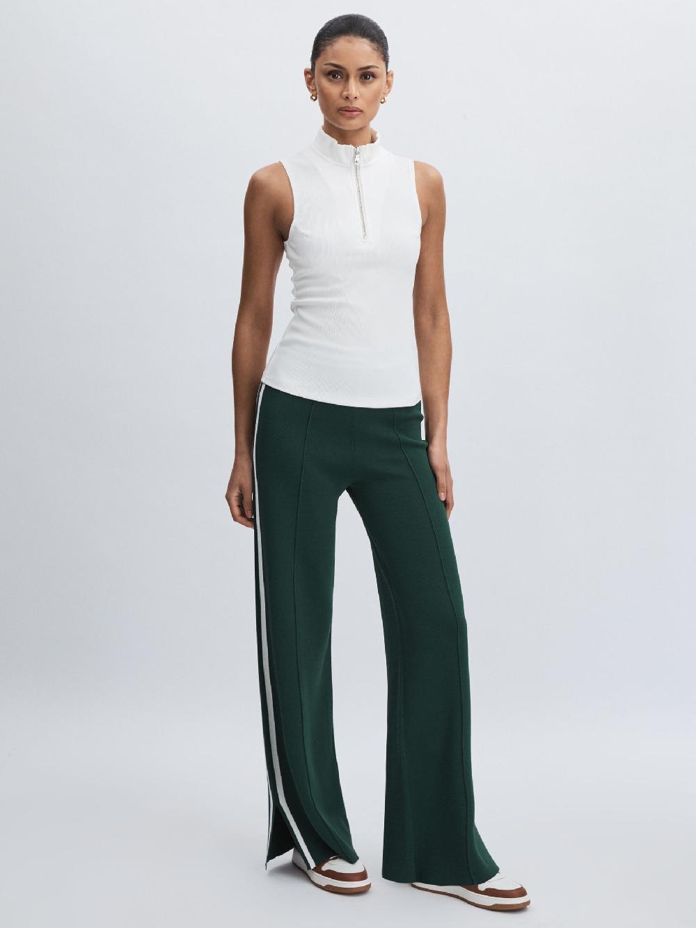 Reiss Stripe Knitted Joggers In Green