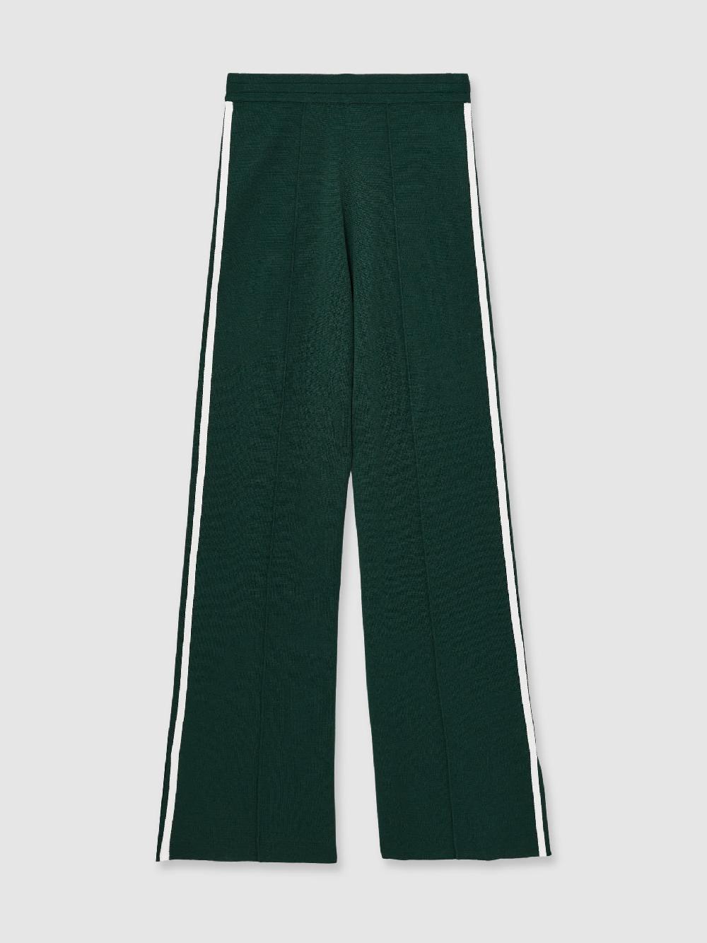 Reiss Stripe Knitted Joggers In Green