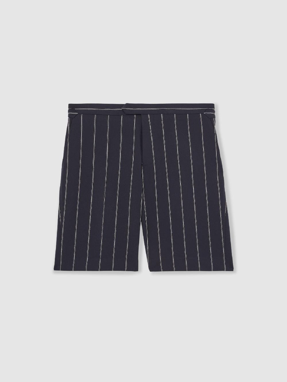 Reiss Striped Side-Adjuster Shorts In Navy