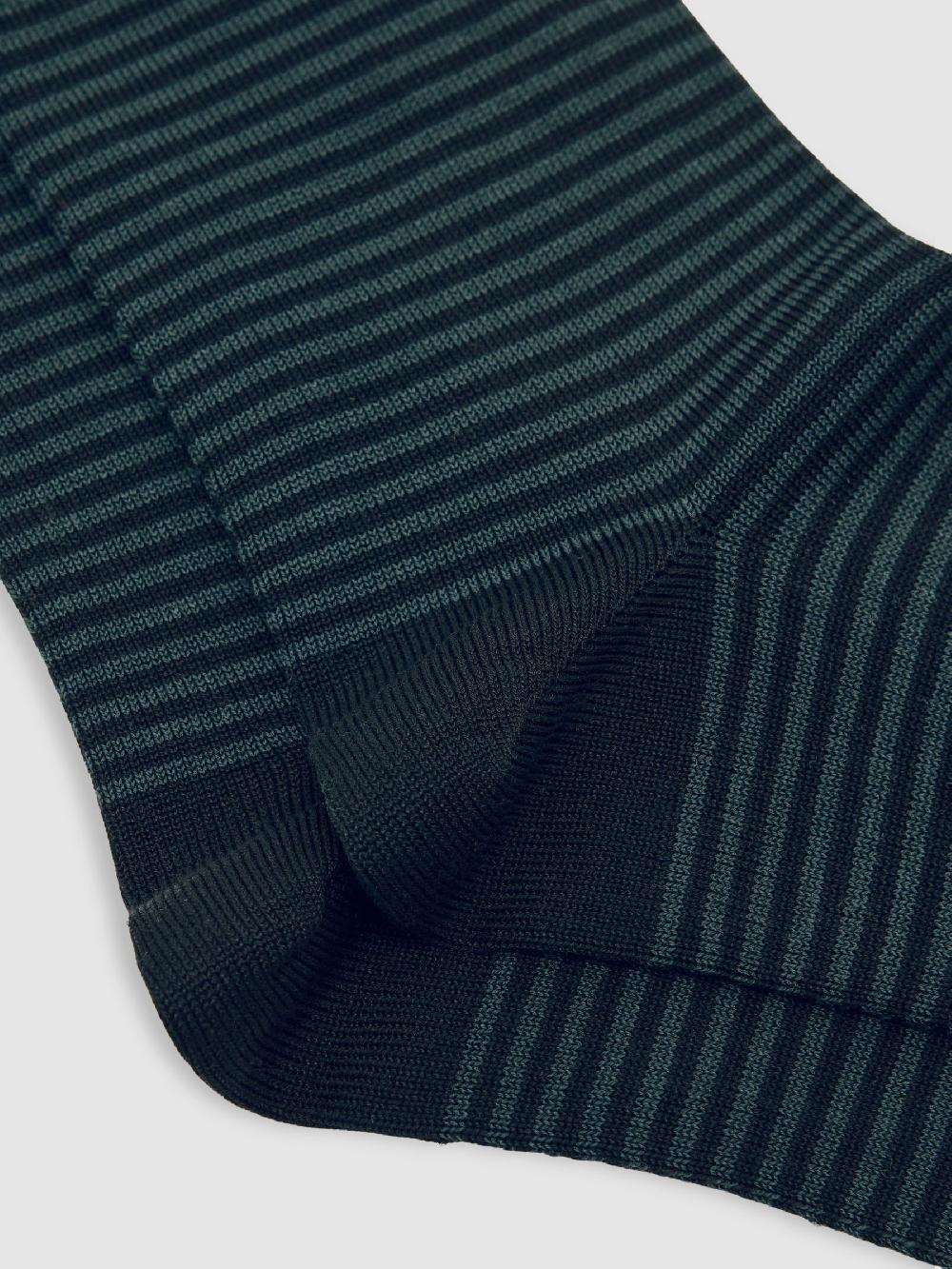Reiss Striped Socks In Black/Dark Green