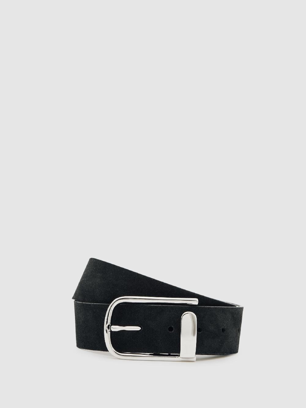 Reiss Suede Half Keeper Belt In Black
