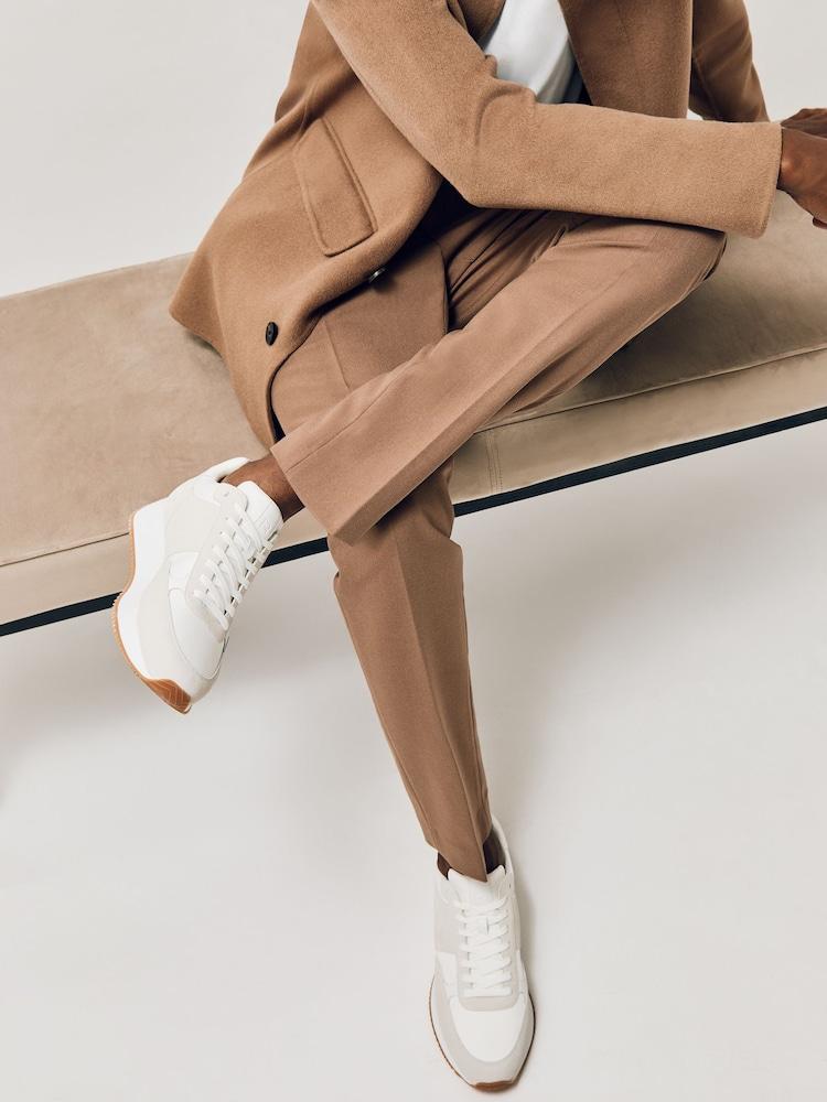 reiss Suede Lace-Up Running Trainers in White