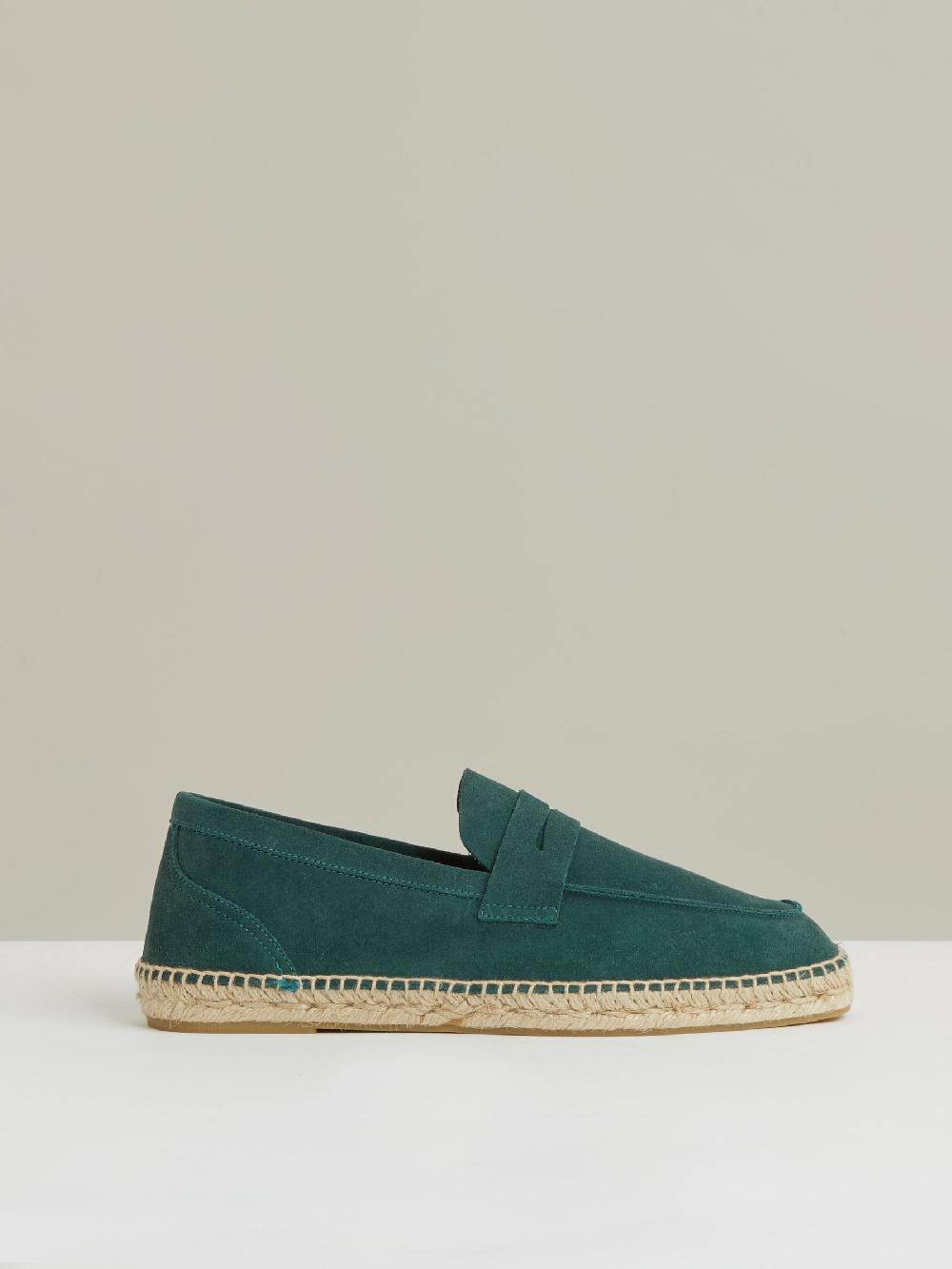 Reiss Suede Penny-Strap Espadrilles In Light Teal