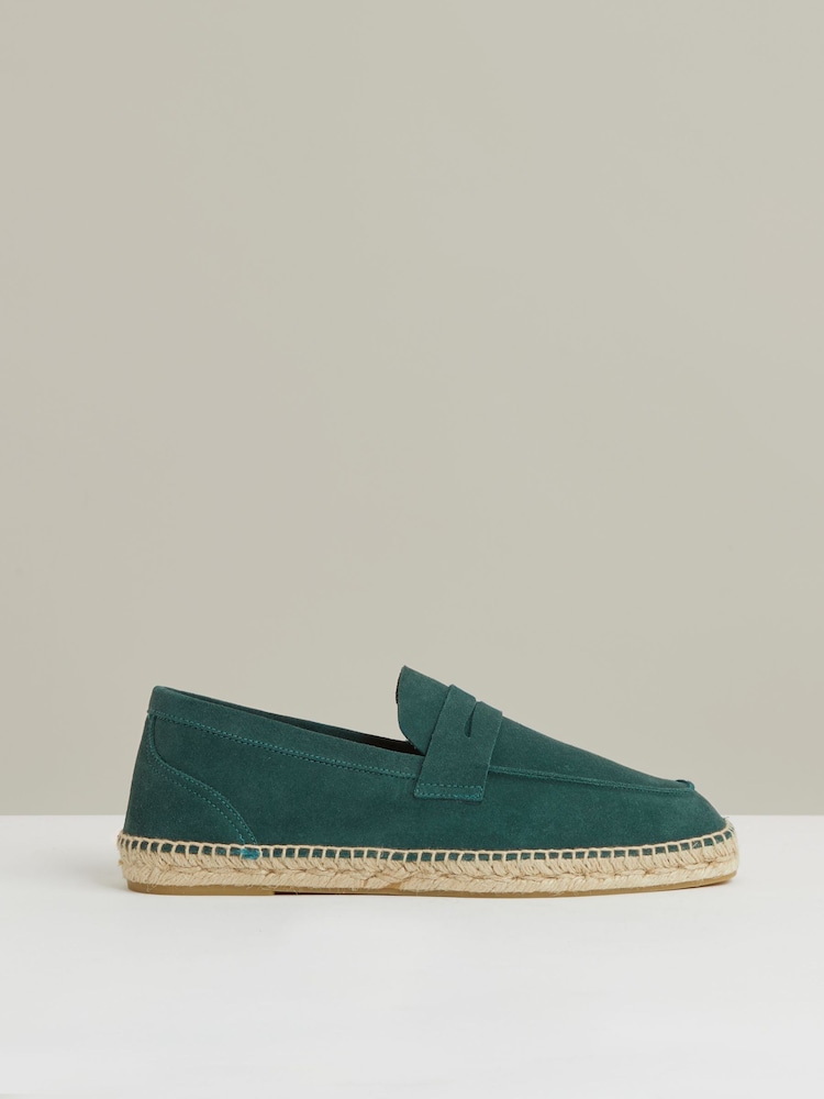 reiss Suede Penny-Strap Espadrilles in Light Teal