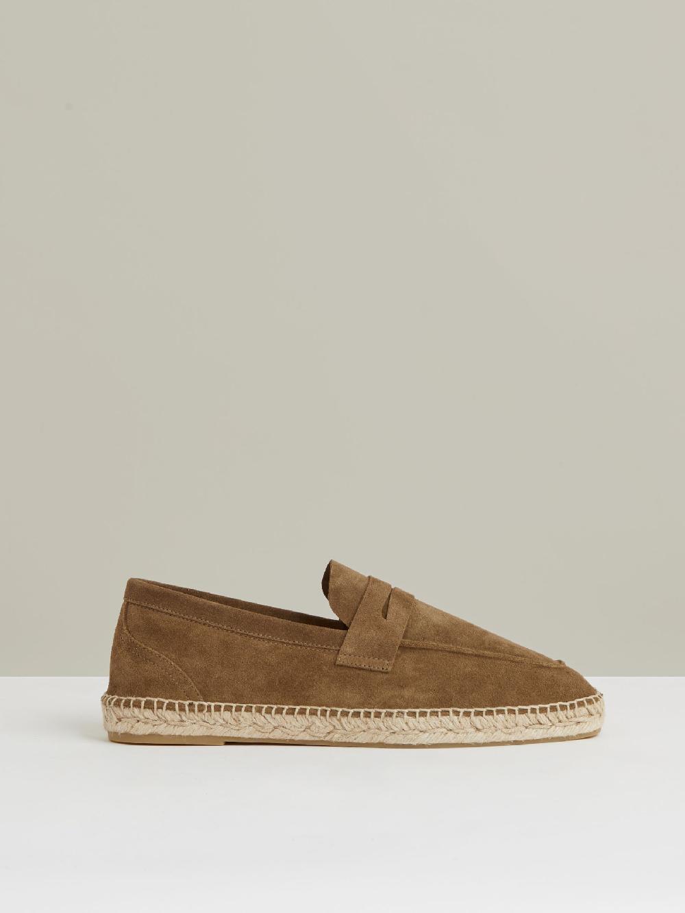 Reiss Suede Penny-Strap Espadrilles In Stone