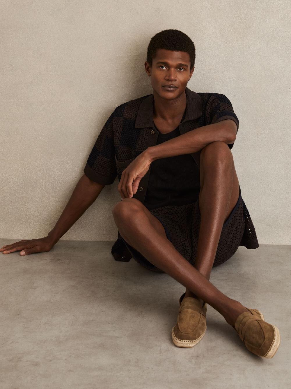 Reiss Suede Penny-Strap Espadrilles In Stone