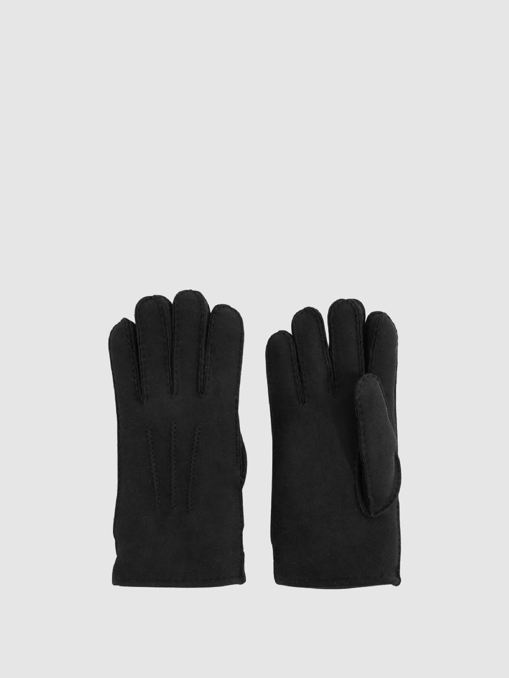 Reiss Suede Shearling Gloves In Black