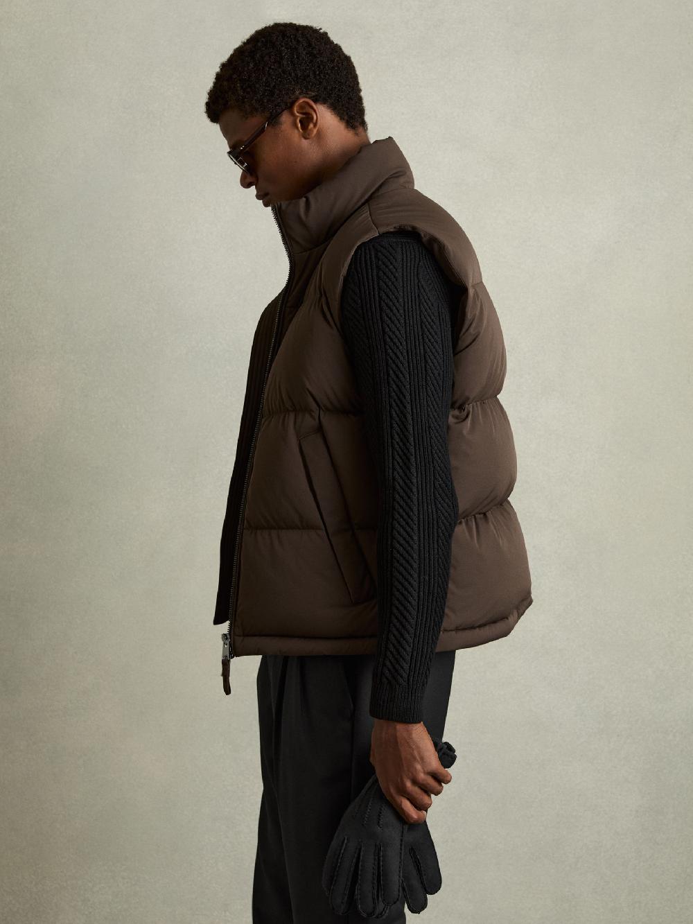 Reiss Suede Shearling Gloves In Black