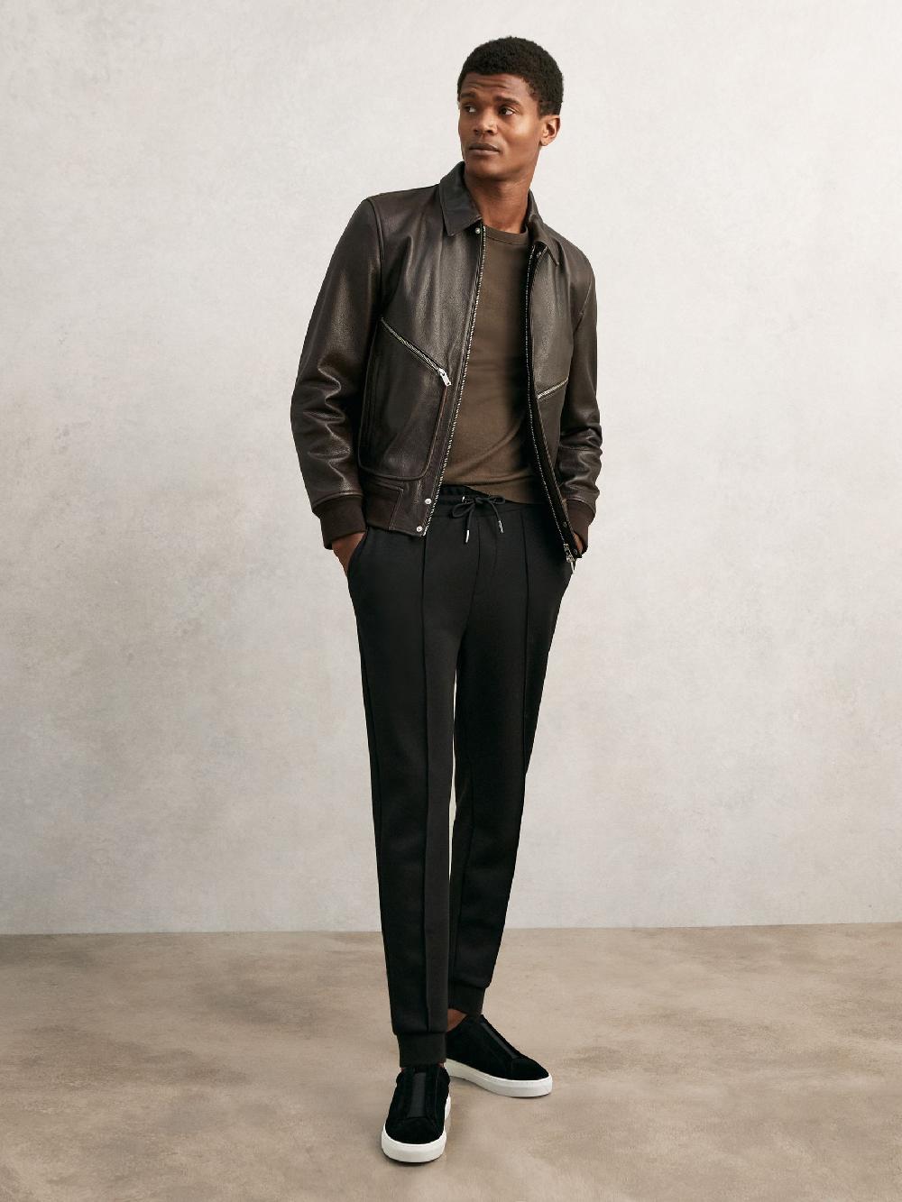 Reiss Suede Slip-On Elasticated Trainers In Black