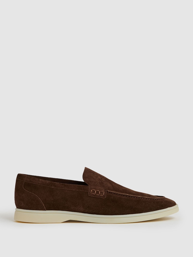 reiss Suede Slip-On Loafers in Brown